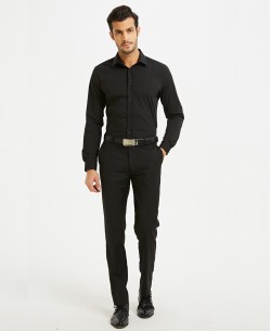 SLIM1009-10M Chemise noire taille M slim fit