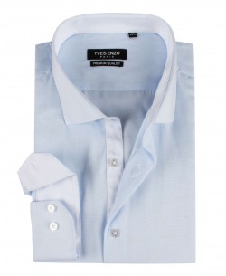 ENZO-103-3 Chemise bleu ciel cintrée en coton oxford royal