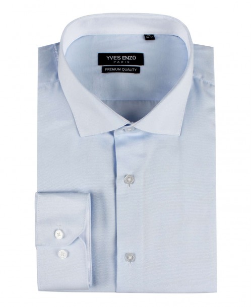 ENZO-103-3 Slim fit OXFORD ROYAL sky blue shirt cutaway collar in cotton