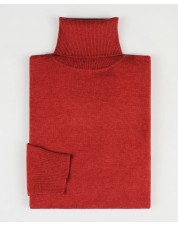 YE-6741-55 Pull col roulé rouge brique