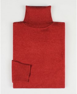 YE-6741-55 Pull col roulé rouge brique