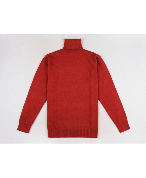 YE-6741-55 Pull col roulé rouge brique