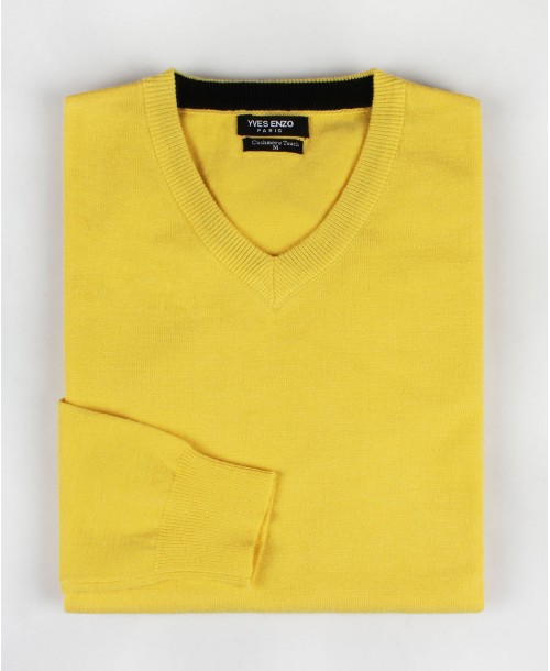 YE-6745-61 Pull jaune en col V