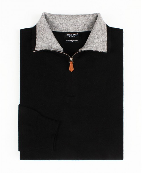 GT38-68 High zip neck black jumper 2XL to 5XL