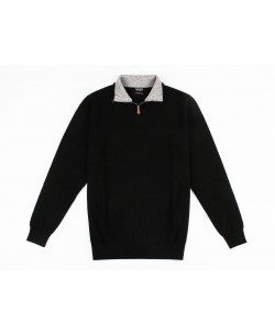 GT38-68 High zip neck black jumper 2XL to 5XL