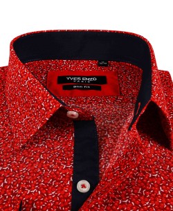 SLIM5034-10 Red shirt FLORAL prints slim fit
