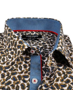 SLIM5035-2 White shirt PAISLEY prints slim fit