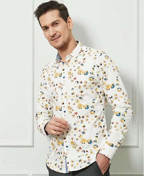 ENZO104-8 Chemise STRETCH motifs BUBBLES en slim fit