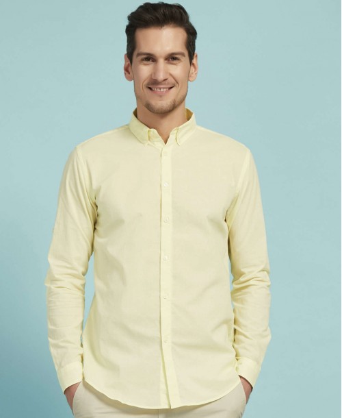 VOIL-C-4 Chemise jaune en voile de coton