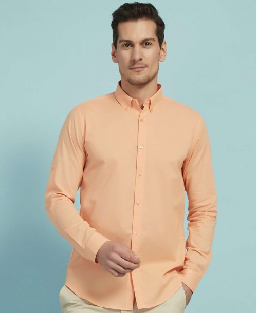 VOIL-C-7 Chemise orange en voile de coton