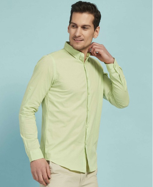 VOIL-C-8 Chemise verte en voile de coton