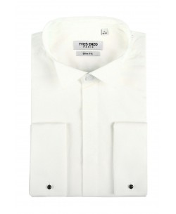 WHT-10-58T Off-White satean poplin shirt-slim fit wing collar-Musketeer cuffs