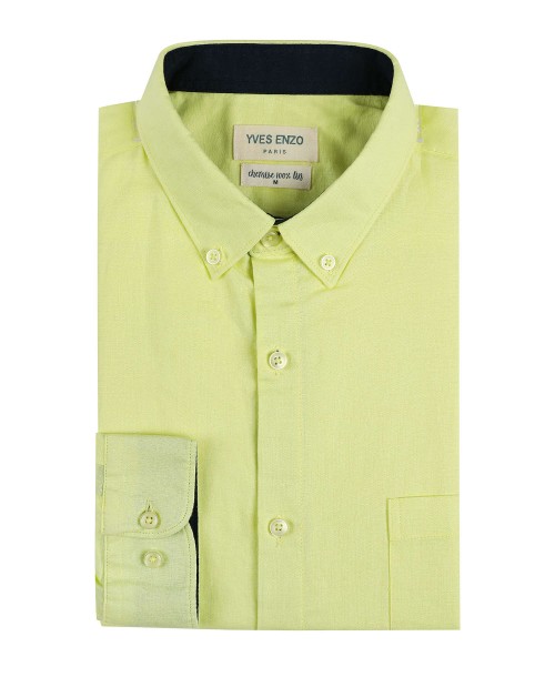 LIN-20-12 Yellow linen shirt adjusted fit