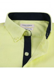 LIN-20-12 Yellow linen shirt adjusted fit