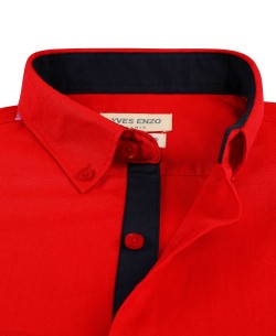 LIN-20-5 Red linen shirt adjusted fit