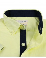 LIN-50-12 Yellow linen sleeveles sshirt adjusted fit