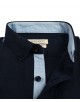 LIN-50-5 Navy blue linen sleeveles sshirt adjusted fit