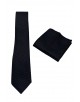 CRP-301 Cravate noire à motifs avec pochette - 7 cm