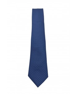 CRP-302 Navy blue printed tie & handkerchief - 7cm