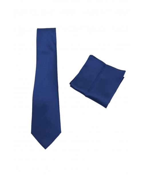 CRP-305 Cravate bleue à rayures avec pochette - 7 cm