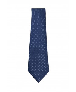 CRP-306 Navy blue printed tie & handkerchief - 7cm