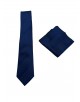 CRP-311 Cravate bleue à rayures avec pochette - 7 cm