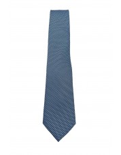 CRP-324 Cravate bleue à motifs avec pochette - 7 cm