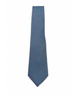 CRP-324 Blue printed tie & handkerchief - 7cm
