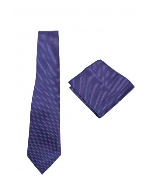 CRP-327 Cravate violette à motifs avec pochette - 7 cm