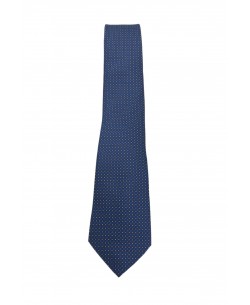 CRP-329 Navy blue printed tie & handkerchief - 7cm