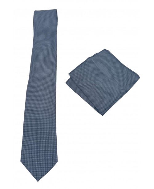 CRP-334 Cravate noire à motifs avec pochette - 7 cm