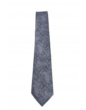CRP-335 Cravate grise à motifs avec pochette - 7 cm