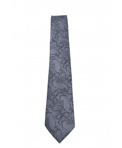 CRP-335 Grey printed tie & handkerchief - 7cm