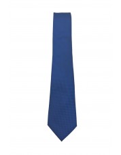 CRP-341 Cravate bleu foncé à motifs avec pochette - 7 cm