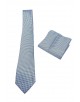 CRP-345 Cravate bleue à motifs avec pochette - 7 cm