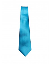 CRP-356 Cravate bleu turquoise avec pochette - 7 cm