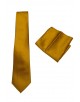 CRP-357 Cravate dorée avec pochette - 7 cm