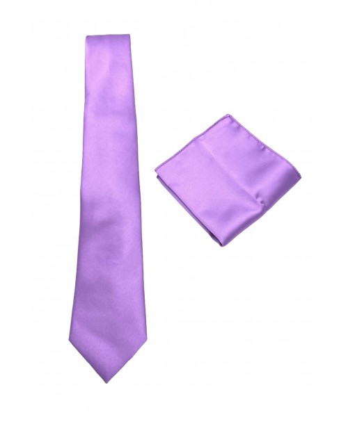 CRP-362 Cravate parme avec pochette - 7 cm