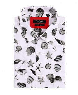 1506367-11 White CROSTACEI prints sleeveless shirt comfort fit