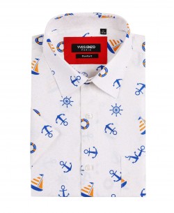 1506367-03 White ANCORA prints sleeveless shirt comfort fit