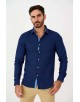 SLIM5045-10 Chemise bleue slim fit motifs LABHY