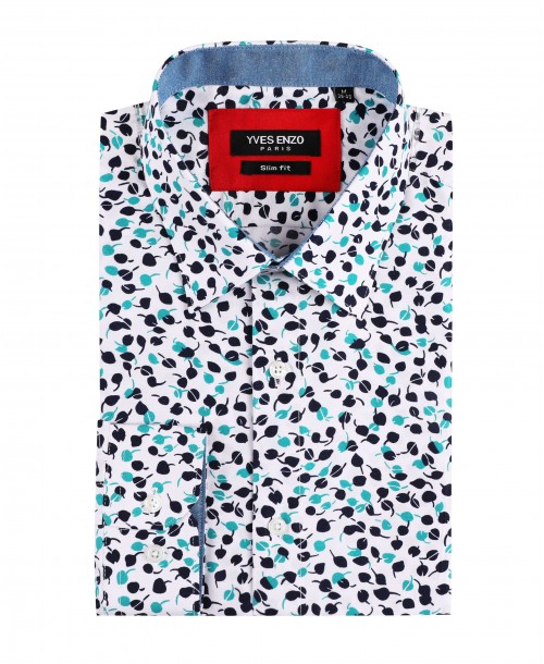 SLIM5045-04 Chemise blanche slim fit motifs LAMIERA