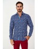 SLIM5045-06 Chemise bleue slim fit motifs LAMIERA