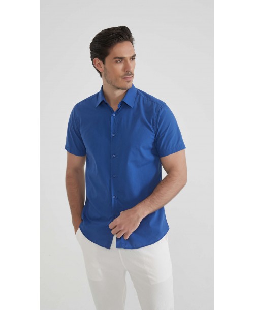 SLIM5301-8 Chemisette bleu roy slim fit