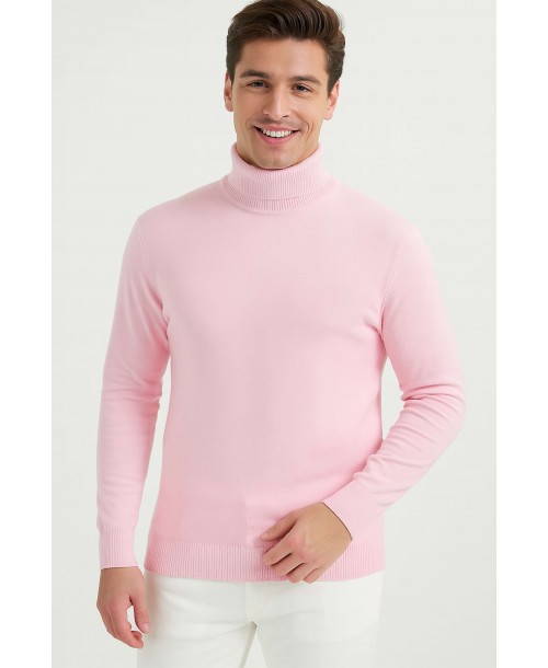 YE-6741-120 Pull col roulé rose