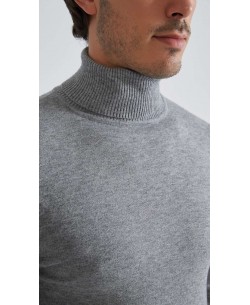 YE-6741-214 Pull col roulé gris