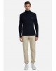 YE-6853-81 Cable knit crew neck jumper with logo in navy blue