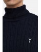 YE-6853-81 Cable knit crew neck jumper with logo in navy blue