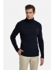 YE-6853-81 Cable knit crew neck jumper with logo in navy blue
