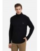 YE-6853-83 Cable knit crew neck jumper with logo in black